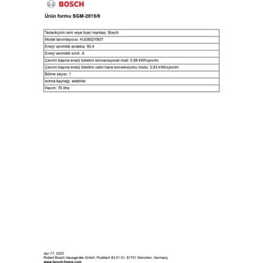 Bosch HJG852YB0T 76 Lt 8 Programlı Ankastre Fırın - Şık Tasarım ve Mükemmel Pişirme Performansı 3