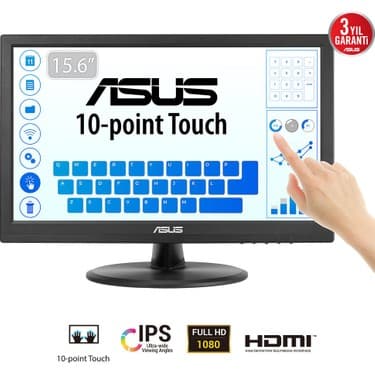 Asus Kurumsal VT169HE 15.6 IPS 1920X1080 5ms 60Hz 220CD HDMI VGA Vesa 3yıl 10 Parmak Dokunmatık, Eyecare Monitör 4
