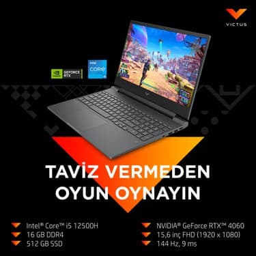HP Victus Gaming 15 Intel Core i5 12500H 16GB 512GB SSD RTX4060 Freedos 15.6\ 3