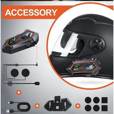 Vothoon Y20 2x 1000M Telsiz Mesafeli Özellikli 2 Kişi Bağlantılı Bluetooth Kask Kulaklık Fenerli 5