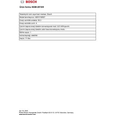 Bosch HBF011BR0T 71 Lt 4 Programlı Inox Ankastre Fırın 5
