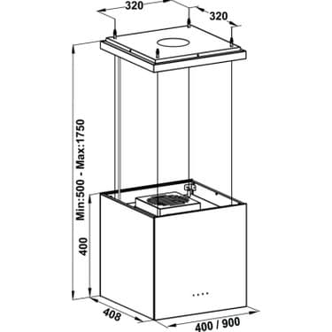 Hafele Polar Ada Tipi Davlumbaz Siyah Cam ve Metal Malzeme ile 650 m3/sa Yüksek Emiş Gücü 2
