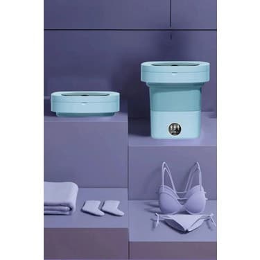 Mini Katlanabilir Çamaşır Makinesi Kamp, Karavan, Seyahat, 220V Girişli 3