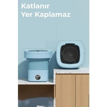 Mini Katlanabilir Çamaşır Makinesi Kamp, Karavan, Seyahat, 220V Girişli 5