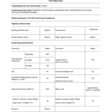 Tecna Tye 4407 Dual Sandık Tipi Yatay 407 Lt Derin Dondurucu 5