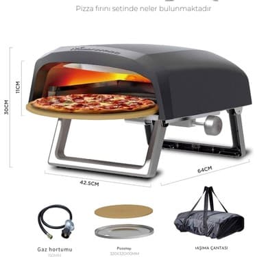 Masterpro Napoli Taşınabilir Gazlı Pizza Fırını 500°C’YE Kadar Isı 60 Saniyede Pizza Taşıma Çantalı 3