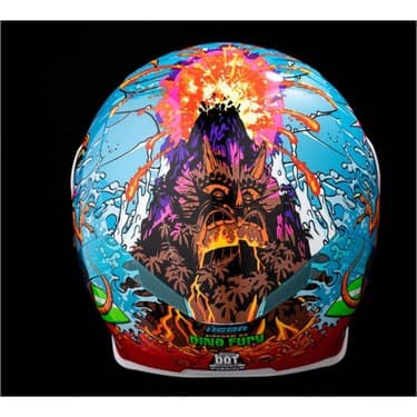 Icon Airform Dino Fury Mıps Kapalı Motosiklet Kaskı Mavi Yeşil Turuncu 4