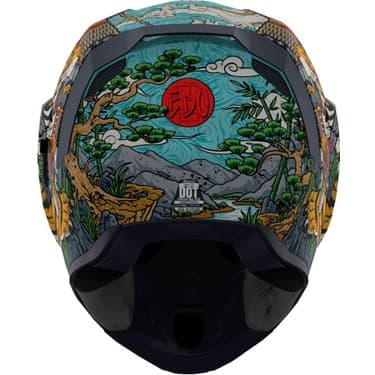 Icon Airflite Edo Mıps Kapalı Motosiklet Kaskı Siyah Mavi Gri Turuncu 4