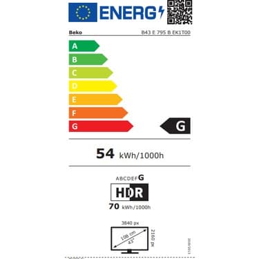 Beko Crystal 7 B43 E 795 B 43" 109 Ekran Uydu Alıcılı 4K Ultra HD Google Smart LED TV 7