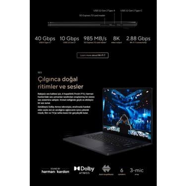 Asus Proart p16 H7606WI-ME130W / Amd R7-Aı9 370 / 64GB / 2tb / 8gb RTX4070 / 16\ 2