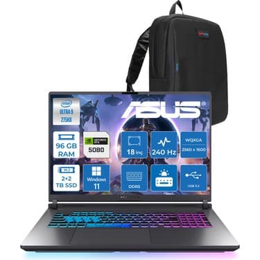 Asus Rog Strix G18 G815LW-S9129 Ultra 9 275HX Aı 96GB GB 2tb Ssd+2tb 16GB/RTX5080 Gddr7 175W 18\ 2