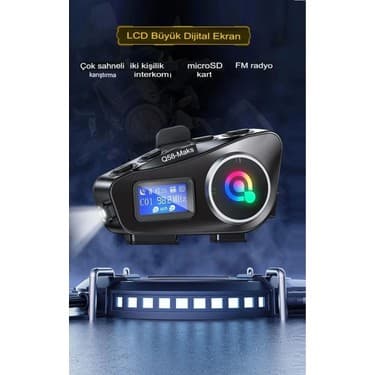 Skygo Q58-MAX Radyolu 2 Kişi Bağlantılı Bluetooth Kask Kulaklık (Ekranlı, Fenerli, Telsiz Intercom) 5