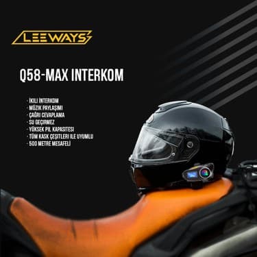 Leeways 2 Adet Q58 Max 500M Telsiz Mesafeli Motosiklet Kaskı Interkom Çift Sürücü Iletişimi Mp3 Fm Radyo 2