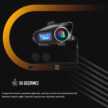 Always Teknoloji 2 Adet Q58-MAX Radyolu Telsiz Özellikli 2 Kişi Bağlantılı Bluetooth Kask Kulaklık Ekranlı Fenerli Müzik ve Intercom 4