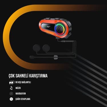 Leeways Q08 Bluetooth Kask Intercom Sistemi (2 Adet, 1000M, Ekranlı, Fenerli) 4