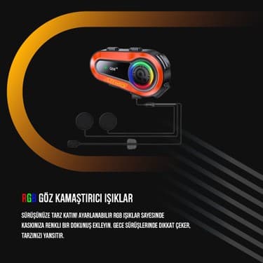 Leeways Q08 Bluetooth Kask Intercom Sistemi (2 Adet, 1000M, Ekranlı, Fenerli) 5