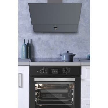 Kumtel Metalik gri̇ Cam Davlumbaz DA6-830 2