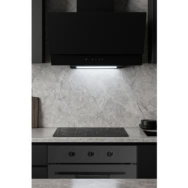 Kumtel Magic Cam Davlumbaz Eğimli Duvar Tipi Antrasit Renk 650 m³/h Yüksek Emiş Gücü 2