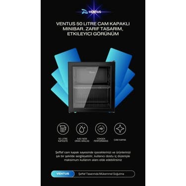 Ventus VN50 Camlı Minibar Minibuzdolabı 3