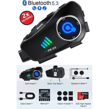 Serreha Q28-2X Kameralı 2 Li Eşleşme Motosiklet Kask Bluetooth Interkom Su Geçirmez 1080P Hd 2