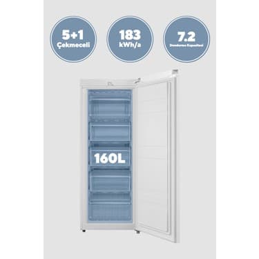 Kumtel 5 Çekmeceli Dikey Derin Dondurucu 160L HFR-160 4