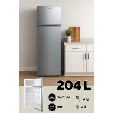 Kumtel Silver Çift Kapılı Buzdolabı 204 L HTMF-210SL Geniş Hacim Enerji Tasarruflu Tasarım 2