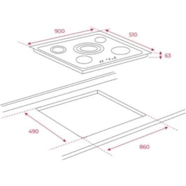 Teka TR 951 Ankastre Cam Seramik Elektrikli Ocak 8900 W Siyah 90 cm 10210002 3