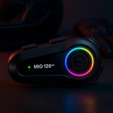 Mioji Mio 120 2x Rgb 1000MAH Ipx6 1500M 2 Kişilik Kask Intercom Motosiklet Bluetooth Kulaklık - Siyah 2
