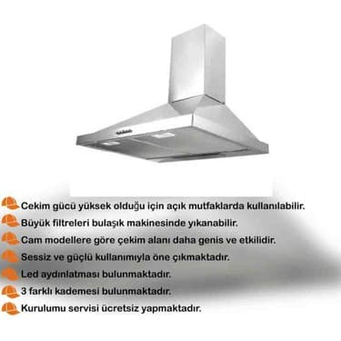 Yurkan Paslanmaz Çelik Mutfak Davlumbazı 2