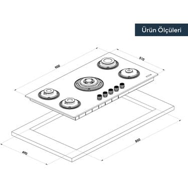 Kumtel Digital Siyah Ankastre Set 5 Gözlü 6