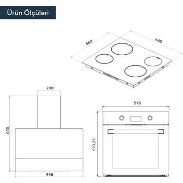 Kumtel Vitro Dijital Siyah Cam Ankastre Set 5