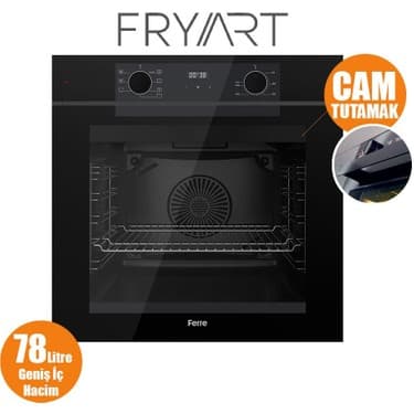 Ferre QEP63CS Fryart Serisi Siyah Ankastre Fırın (0+7 Konum) 2
