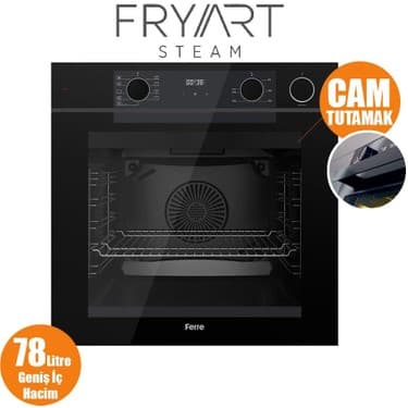 Ferre Steamart-Fryart-Sılentart Serisi Siyah Set (CS205-FA + QEP64CS +D077-SA ) - Emaye Izgara / Kademeli Musluk 5