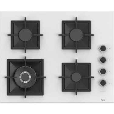 Ferre Flowart Serisi Beyaz Set (SC406-WFA + QBL63CB +D078) - Döküm Izgara / 65 cm Ocak 2