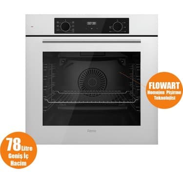 Ferre Flowart Serisi Beyaz Set (SC406-WFA + QBL63CB +D078) - Döküm Izgara / 65 cm Ocak 5