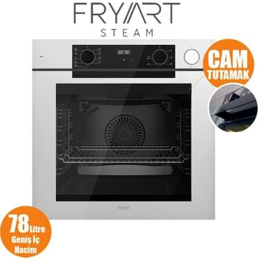 Ferre Steamart-Fryart-Sılentart Serisi Beyaz Set (SC406-WFA + QEP64CB +D064-SA) - Döküm Izgara / 65 cm Ocak 5