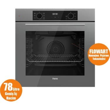 Ferre Flowart Serisi Gri Set (SC408-WFA + QBL63CPR +D079) - Döküm Izgara / 65 cm Ocak 5