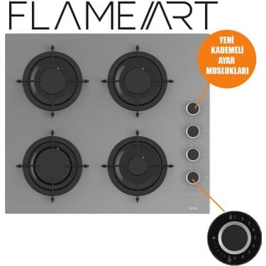 Ferre Fryart-Sılentart Serisi Gri Set (CS208-FA + QEP63CPR +D082-SA) - Emaye Izgara / Kademeli Musluk 3