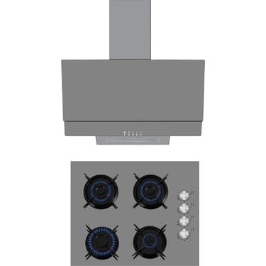 AFM Tech 3'lü Dijital Turbolu Gri Cam Antrasit Ankastre Set 4