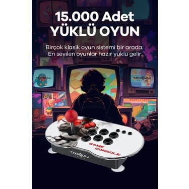 Teknoloji Gelsin Çift Kişilik Atari 4K Full Hd Gaming Retro Arcade Uyumlu Oyun Konsolu 20.000 Oyun Ps1/gb/cps 9 Emltr 2