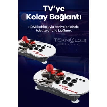 Teknoloji Gelsin Çift Kişilik Atari 4K Full Hd Gaming Retro Arcade Uyumlu Oyun Konsolu 20.000 Oyun Ps1/gb/cps 9 Emltr 3