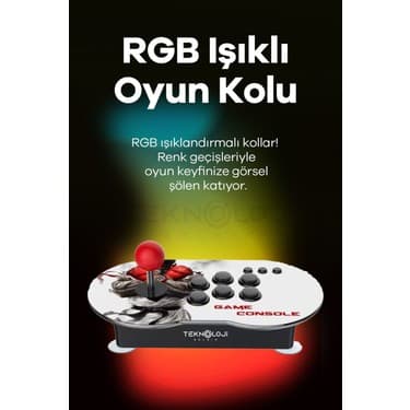 Teknoloji Gelsin Çift Kişilik Atari 4K Full Hd Gaming Retro Arcade Uyumlu Oyun Konsolu 20.000 Oyun Ps1/gb/cps 9 Emltr 4