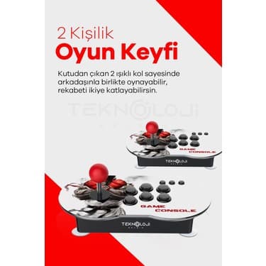 Teknoloji Gelsin Çift Kişilik Atari 4K Full Hd Gaming Retro Arcade Uyumlu Oyun Konsolu 20.000 Oyun Ps1/gb/cps 9 Emltr 7