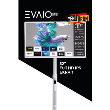 EVAİO EVAIO Plus 32 inç 80 Ekran FHD Taşınabilir Android Smart LED Ekran 4