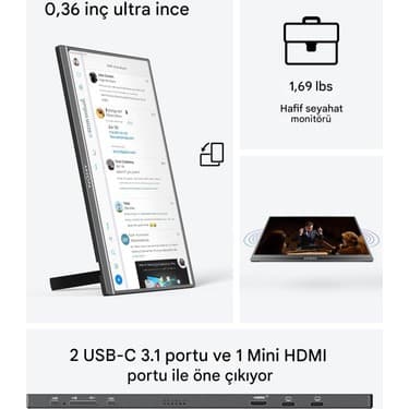Arzopa Z1C 16.1" Full HD 60Hz IPS Ultra İnce Taşınabilir Monitör 2