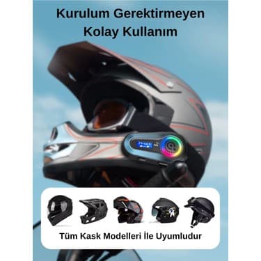 Howear Q08 Max RGB Işık Efektli Intercom Bluetooth Motosiklet Kask Kulaklığı 7