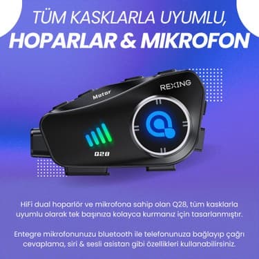 Rexing Kameralı Kask Interkom | Fhd Kamera | Gps | Wi-Fi | Mobil Uygulama | 50+ Saat Konuşma Süresi 5
