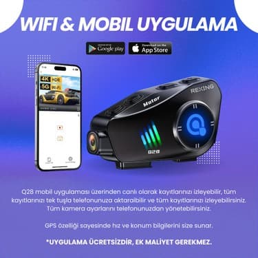 Rexing Kameralı Kask Interkom | Fhd Kamera | Gps | Wi-Fi | Mobil Uygulama | 50+ Saat Konuşma Süresi 6