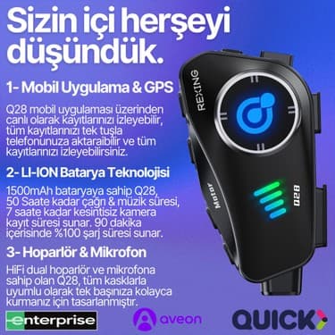 Rexing Kameralı Kask Interkom | Fhd Kamera | Gps | Wi-Fi | Mobil Uygulama | 50+ Saat Konuşma Süresi 7