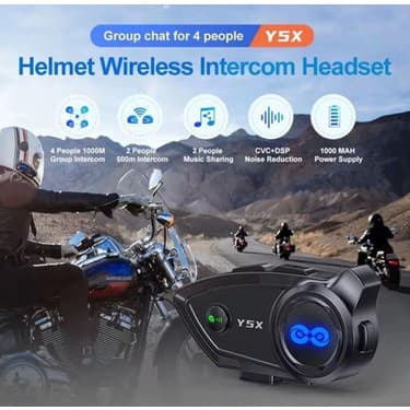 Yuba Avm Y5X Rgb Işıklı Intercom 5 Kişi Bağlantılı 1000MAH Motosiklet Bluetooth Kulaklık Seti 2